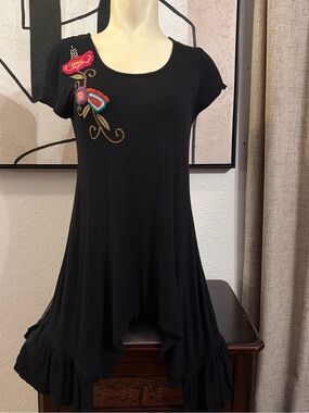 Anthologie Caite Floral Embroidered Mini Dress or Tunic Sz Small
